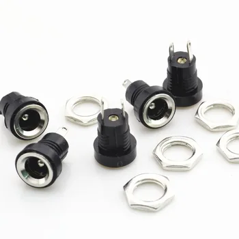 

50PCS DC-022B DC power socket DC002B 5.5 * 2.1 MM sockets connector with nuts 2pins soldering ROHS