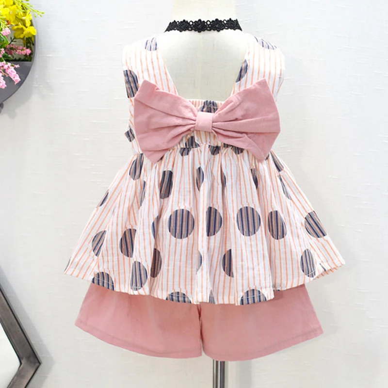 فكاهة الدب الفتيات ملابس الاطفال زي العلامة التجارية الأطفال مجموعة ملابس Bowkno الطفل الفتيات ملابس الصيف الفتيات دعوى 2 قطعة