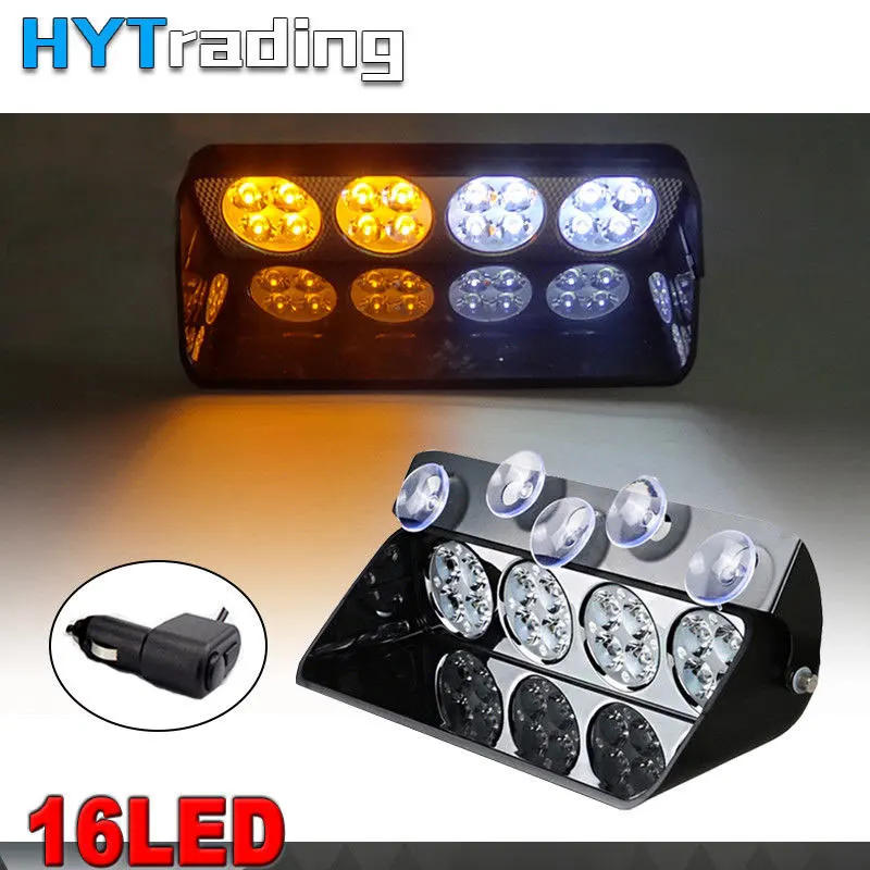 

For Auto Stroboscope 16LED Car Emergency Warning WindShield Dash Flash Strobe Light Bar/Red/White 12V