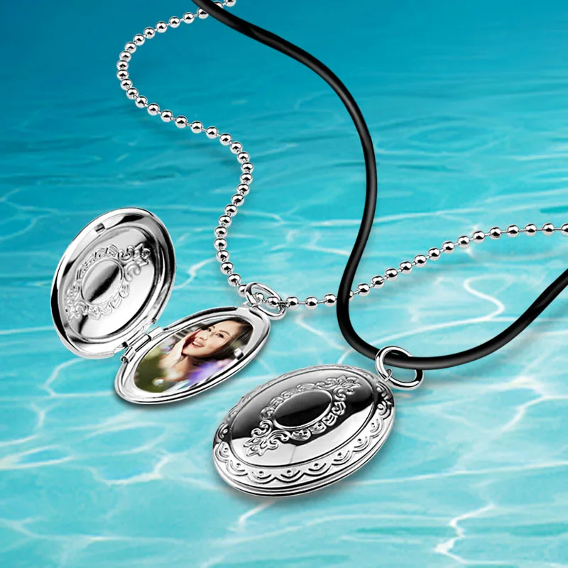 

Fashion accessories 925 sterling silver necklaces Photo box egg-shaped pendants,long necklace bead chain Creative desig jewelry
