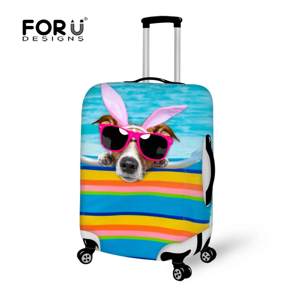 Brand Luggage Protective Cover Cute Animal Sunglass Dog Print Travel