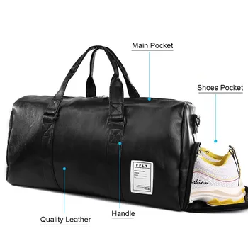 Gym Bag Leather Sports Bags Big Men Training Tas for Shoes Lady Fitness Yoga Travel Luggage Shoulder Black Sac De Sport XA512WD 2