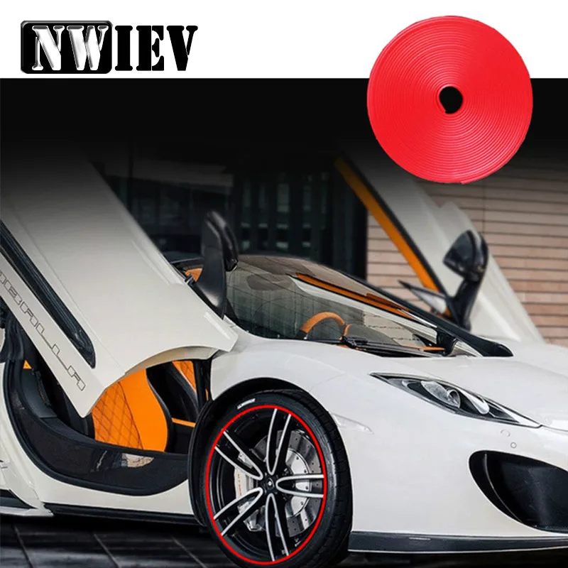 NWIEV 8m Car Wheels Rims Protector Stickers for Suzuki SX4 Hyundai Solaris I30 Jeep Renegade Wrangler Grand Cherokee Accessories |