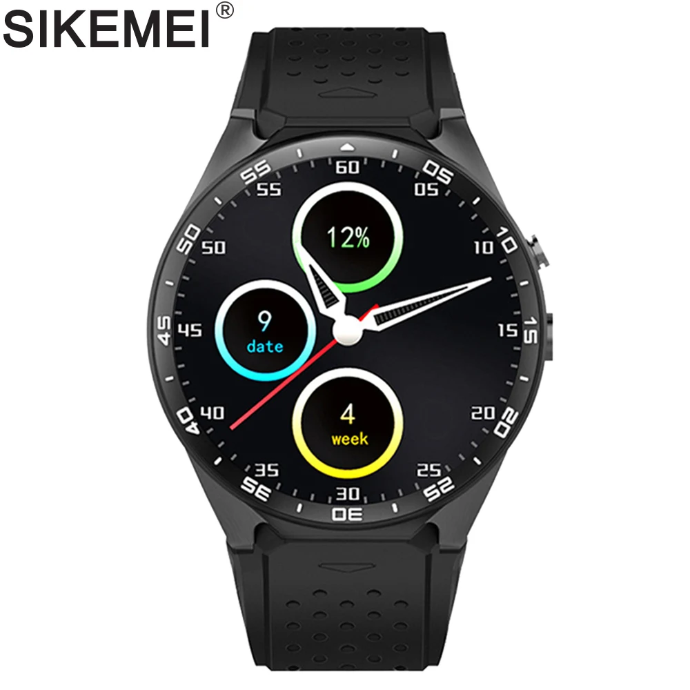 

SIKEMEI Android Fashion Smart Watch Men Sport Waterproof with GPS Camera Bluetooth Round Screen 3G SIM Heart Rate WIFI Quad Core