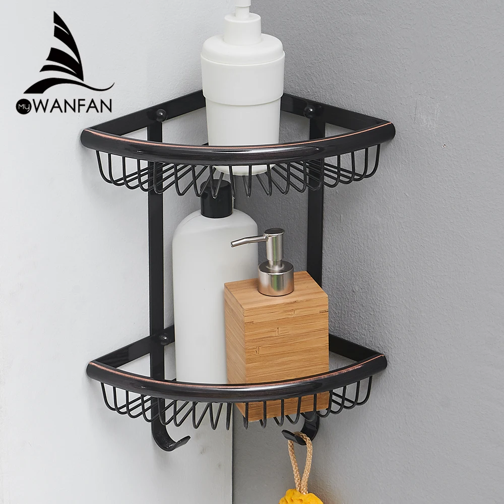 

Bathroom Shelves Brass Material Wall Mounted Bathroom Shelf With Hook Shower Shampoo Soap Cosmetic Shelves Storage 811018