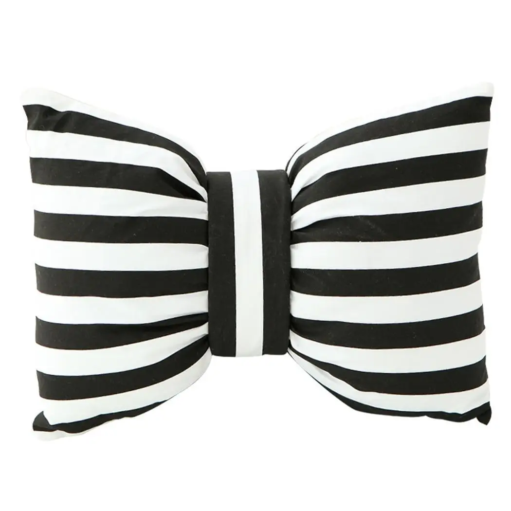 

Fashion Soft PP Cotton Indoor Car > 3 Years Old Decorative Pink, Black, Green Bowknot Plush Striped Pillow