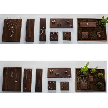 

New Fashion Jewelry Display Tray Pendant Earrings Rings Display Blocks Black Walnut Solid Wood Jewelry Display Holder