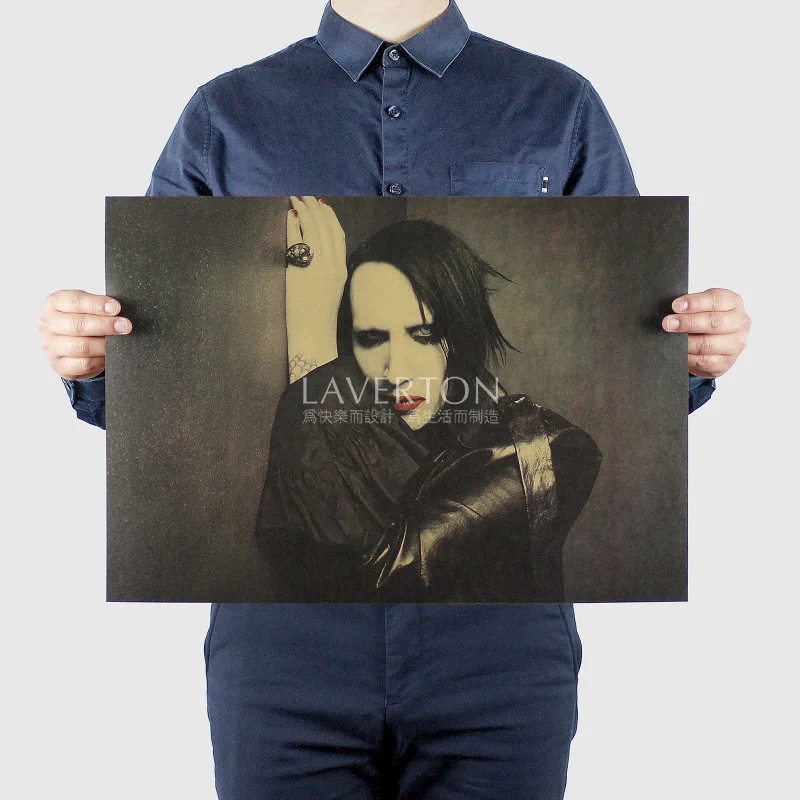 

Marilyn Manson A/ ROCK BAND MUSIC Musician / kraft paper / Wall stickers / bar poster/ Retro Poste r/decorative painting 51x35.5