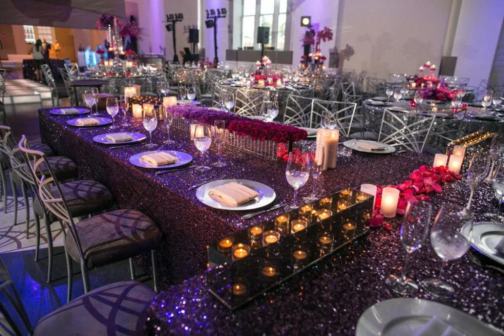 

Wholesale 5PCS Rectangle Sequin Tablecloth 90x132inch Purple Sparkly Wedding Sequin Tablecloth The most popular in 2017