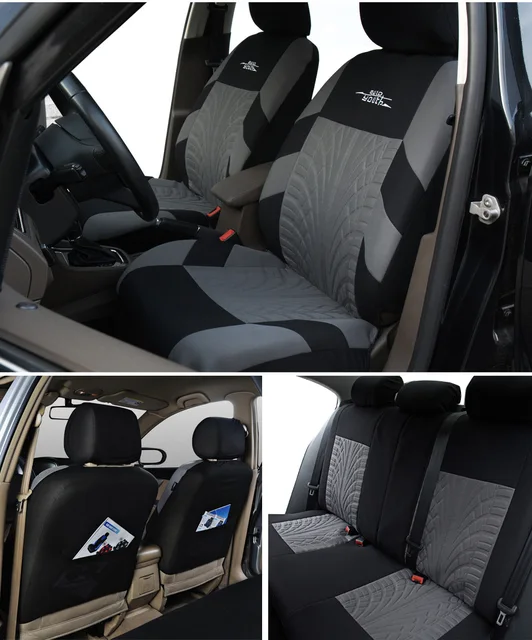 AUTOYOUTH Brand Embroidery Car Seat Covers Set Universal Fit Most Cars Covers with Tire Track Detail Styling Car Seat Protector -