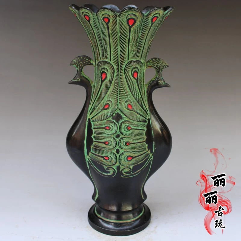 

Antique Bronze Articles, Double Peacock Vases, Wine Cups, Double Phoenix Respect Decorative Gifts Collection