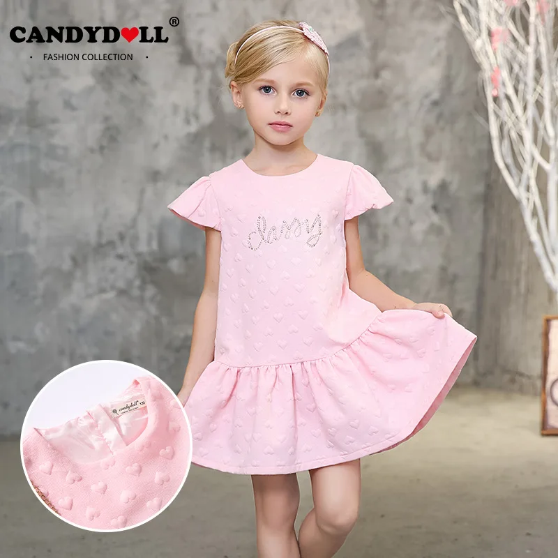 

2017 girls dress new European and American girls princess dress three-dimensional printing short-sleeved children's dress