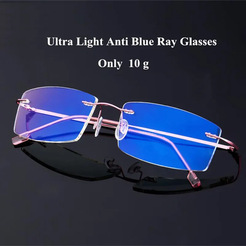 

Titanium Alloy Rimless Anti Blue light Glasses Frame Male Female Goggles Ultra-light Radiation-resistant Computer Gaming Eyewear