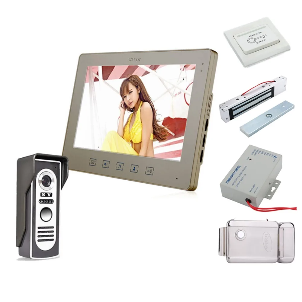 

Home Set 10" Color Screen Video Door Phone Intercom + 1 Touch Monitors + 1 Waterproof Doorbell Camera with Night Vision