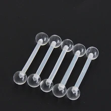 5 шт./лот 14 г прозрачный мягкий язычок кольцо Гибкий Язык сосков прямой штанги пирсинг тела