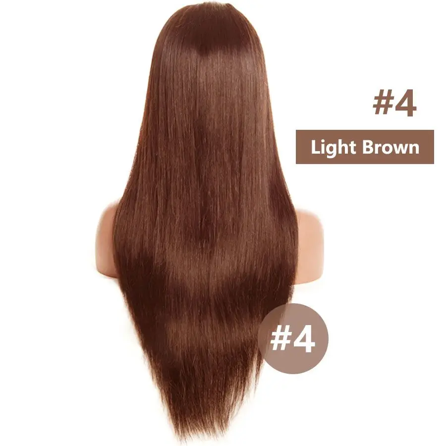 13x6 Синтетические волосы на кружеве парик человеческих волос парики прямые Синтетические волосы на кружеве человеческих волос парики для чернокожих Для женщин могут 13x4 Синтетические волосы на кружеве al закрытие парик - Цвет: #4
