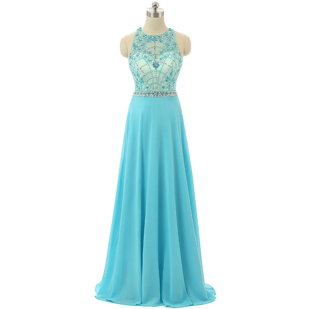 

2019 High Neck Long Elegant Prom Dresses Rhinestone Evening Crystal Dress Top Sheer Vestido Festa Long Evening Dress Formal