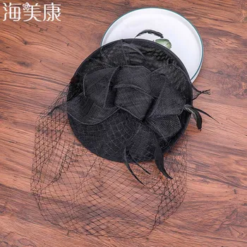 

Haimeikang Fashion Feather Satin Fascinator Hat Hair Clip Women Cocktail Wedding Party Bridal Hat Fascinator Ladies Dress