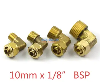 

5 Pieces 10mm x 1/8" BSP Brass Elbow Pneumatic Pipe Hose Quick Coupler Connector Coupling Fitting