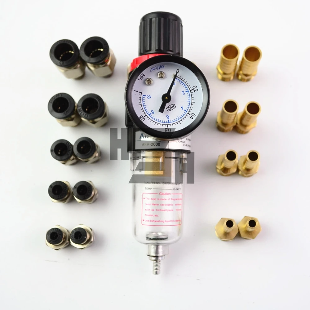 AFR2000 Air Pressure Regulator Water Separator Trap Filter Airbrush Compressor with Fittings Joint free combination