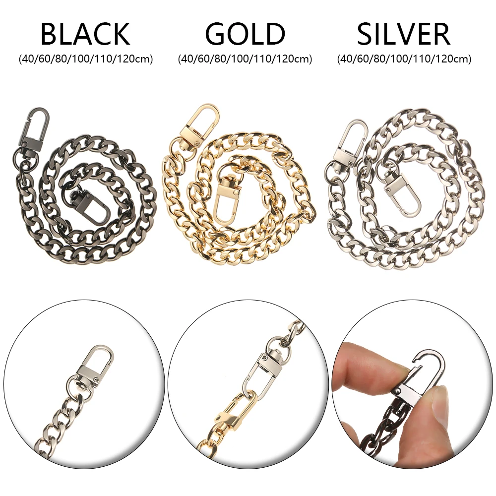 

1PC Ultralight Aluminum Chains DIY Gold, Silver, Gun bag strap Replacement Purse Chain Shoulder Bag Straps for Small Handbags