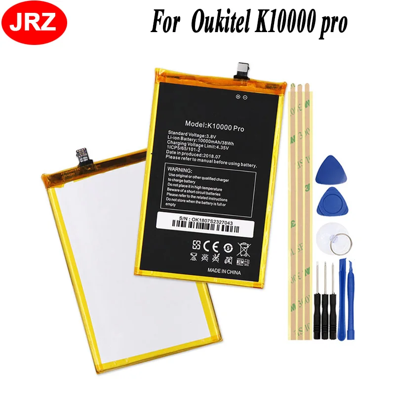 

JRZ For Oukitel K10000 pro Phone Battery 10000mAh Hight Capacity 3.8V Top Quality Replacement Batteries with tools