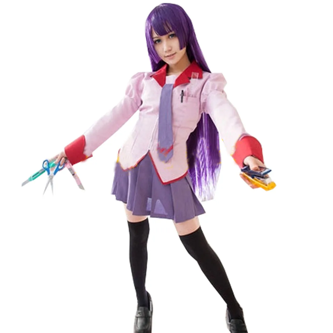 

2019 Bakemonogatari Cosplay Senjougahara Hitagi Uniform Costume
