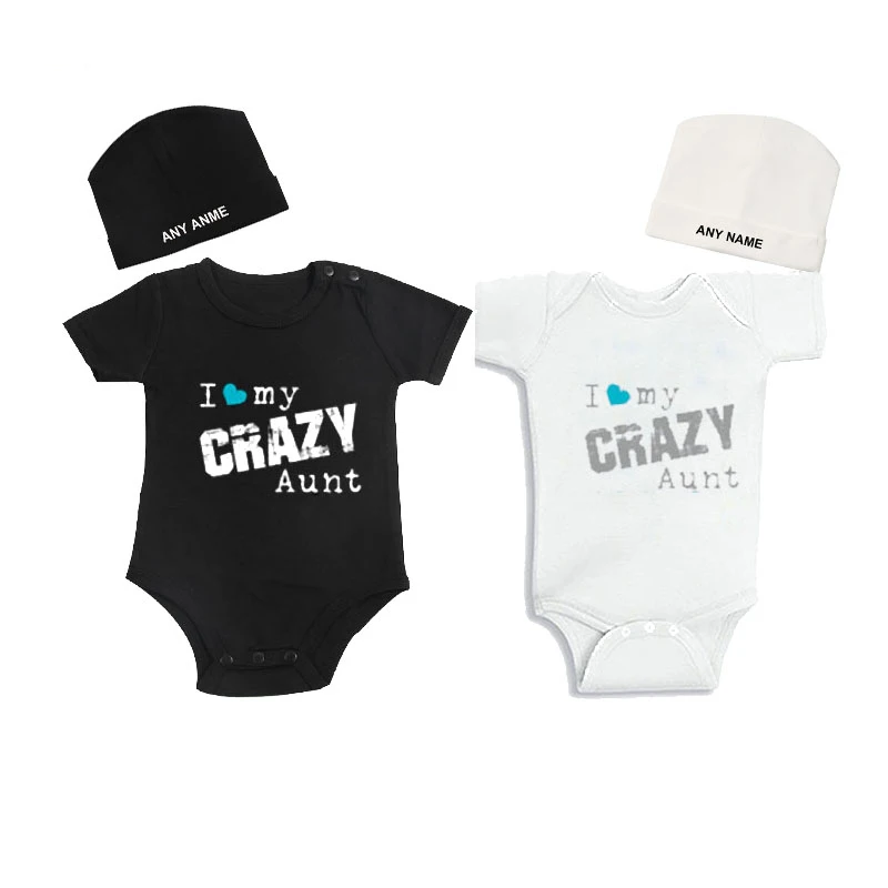 

Culbutomind Twin Clothes for Boys and Girls i Love My Crazy Aunt Newborn Twin Bodysuits Summer Outfit and Custom Cap Shower Gift