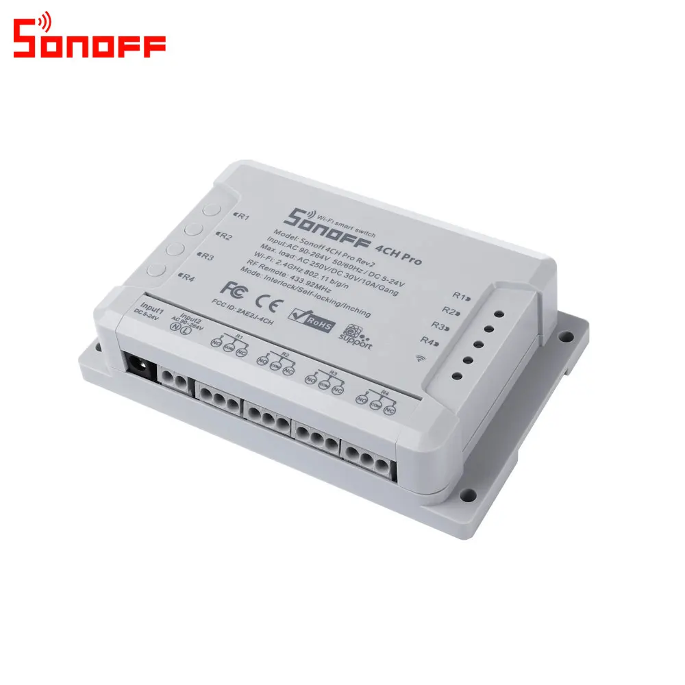 Itead Sonoff 4CH Pro R2 Wifi переключатель 4 канальный встроенный самоблокирующийся