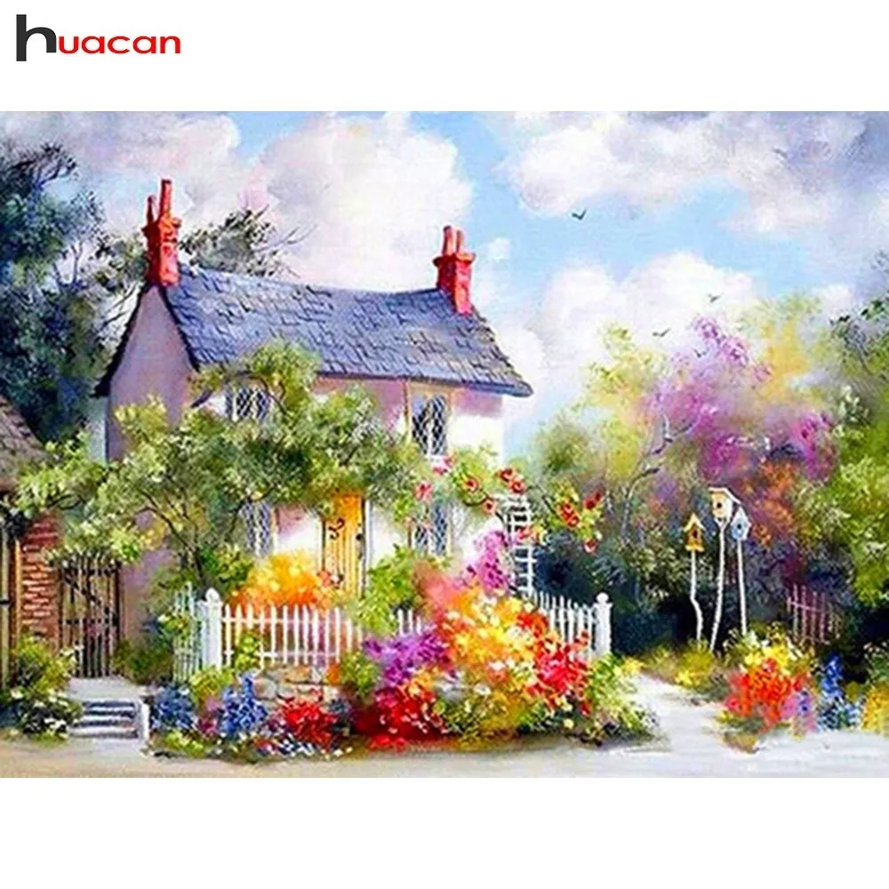 

HUACAN Diamond Painting Full Square Landscape Diamond Embroidery Picture Of Rhinestone Scenery Home Decoration Wall Stickers