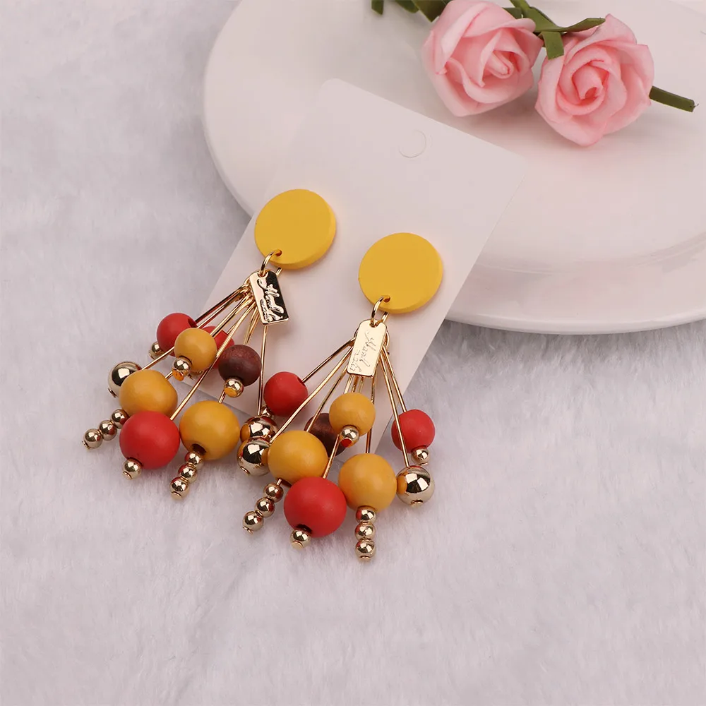 Buy Women Stylish Natural Wooden Bead Long Tassel