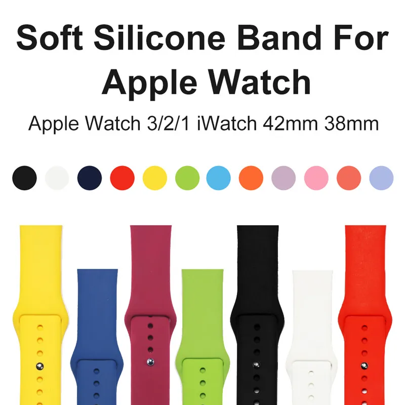 Спортивные Мягкие силиконовые ремешки для Apple Watch 4, серия 4, 3, 2, 1, ремешок для часов 44, 42, 40, 38 мм, браслет на запястье для iWatch