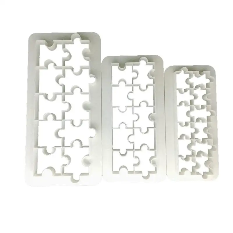

3PCS Puzzle Shape Geometrical Shape Fondant Print Cookies Mold Biscuit Mold Wholesale Freeship
