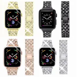 Роскошный Алмазный ремешок для часов Apple Watch 44 мм 42 мм 40 мм 38 мм для IWatch серии 1 2 3 4 Часы из нержавеющей стали