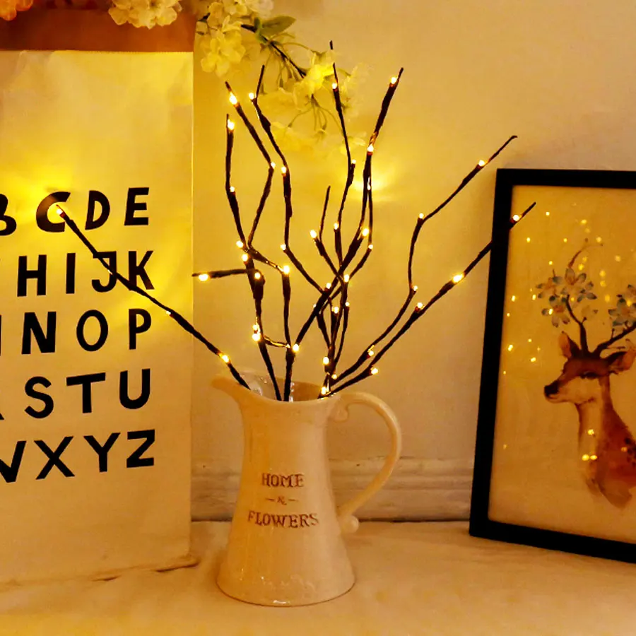 

20 LEDs Table Decor Twig Lights 5 Colors AA Battery Operated Creative Tree Branch Lamp Home Indoor Holiday Flower Arrangement