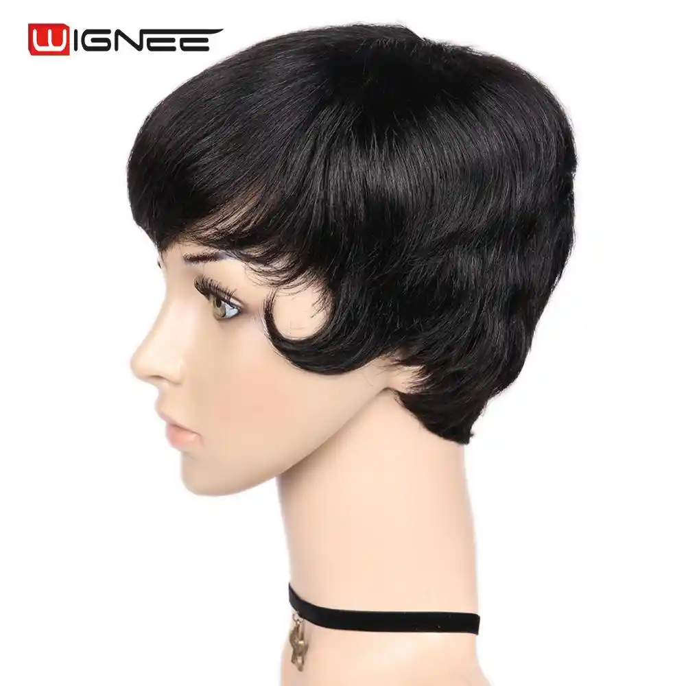 Wignee Korotkie Chelovecheskie Volosy Pariki Dlya Zhenshin Pryamoj Bob Pricheska Brazilskie Volosy Remy 150 Vysokaya Plotnost Naturalnyj Chernyj Parik 1b Cvet Aliekspress