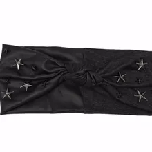 J184013 новейшая хорошая эластичная искусственная кожа и джинсовая ткань с большим количеством звезд модная привлекательная Очаровательная повязка для волос с узлом