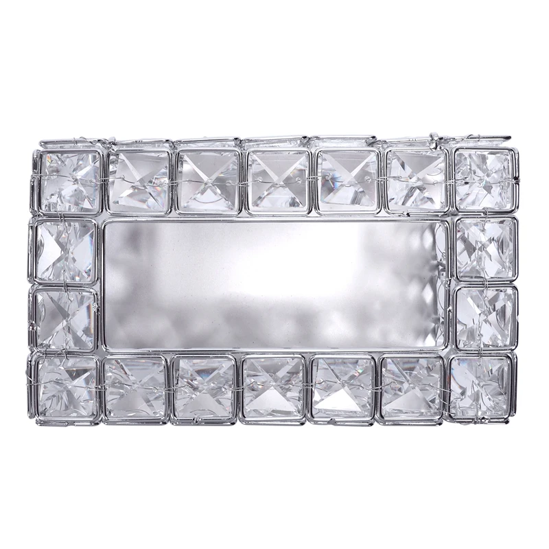 

European Crystal Tissue Box Simple Home Living Room Coffee Table Drawers Desktop Napkin Storage Box Creative Car Silver