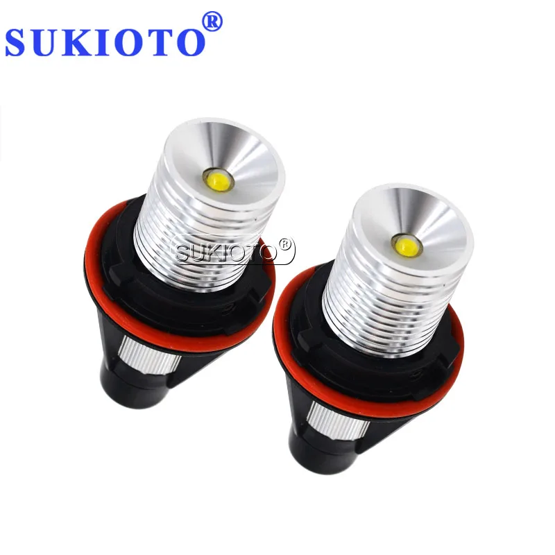 SUKIOTO Car LED Marker Angel Eyes Kit 6500K White Auto Headlight Bulb For E39 E60 E61 E65 X3 X5 Car Styling E39 LED Angel Eyes (1)