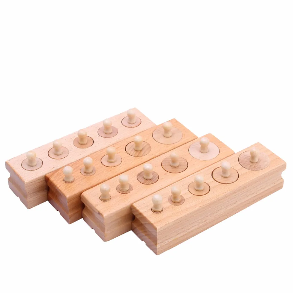 

4pcs/Set Montessori Educational Wooden Toys For Children Cylinder Socket Blocks Toy Baby Development Practice and Senses