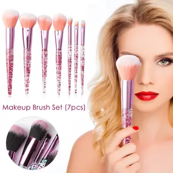 

2019 Hot 7pcs Transparent Flash Drill Handle Foundation Eye Makeup Brush Glitter Crystal Makeup Brushes Cosmetic
