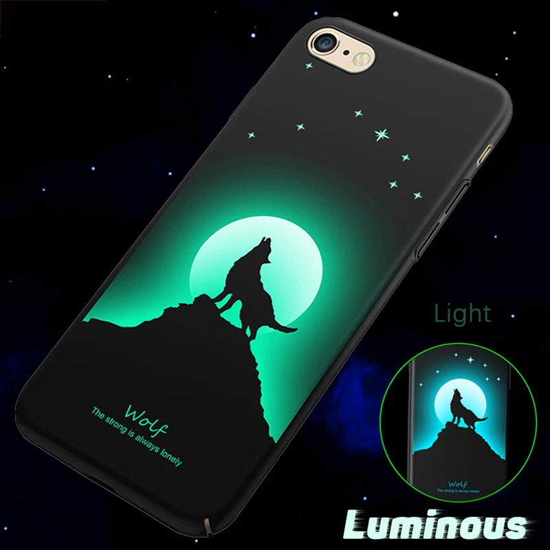 

Keezea Luminous Case for iPhone X 8 7 Plus 6 Painted Wolf Cover Soft Silicone TPU Case For iPhone 7 6s Plus 8 X Magnetic Coque