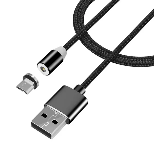 ACCEZZ светодиодный магнитный usb-кабель для освещения Micro USB type C для samsung S9 S8 S7 S6 Универсальный Магнитный зарядный кабель для мобильного телефона - Цвет: Black