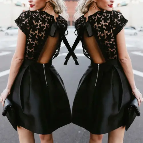 

2018 hotwon Women's Lace Floral Formal Patchwork Dress Prom Party Cocktail Wedding