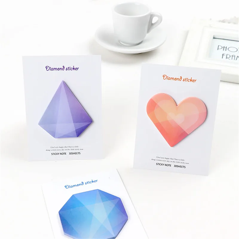 Лучшее предложение Mrosaa креативные алмазные градиентные цвета самоклеящиеся блокноты для заметок липкая Закладка Мемо школьные офисные принадлежности