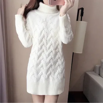 

Female 2017 female turtleneck thick winter wear new sweater Korean knitting in the long section of backing loose sweaters