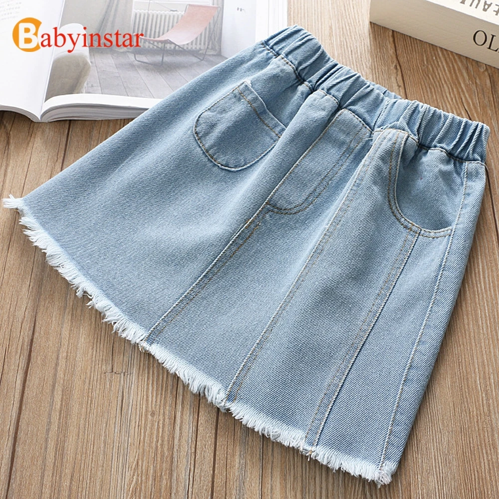 Babyinstar Baby Girls Fashion Denim Skirts 2019 New Fashion Elastic Waist Skirts Toddler