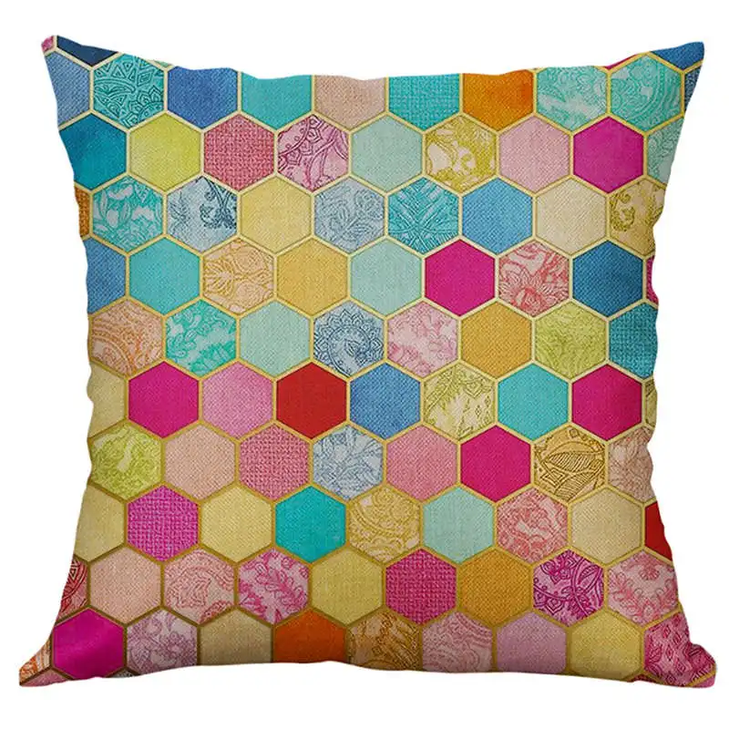 

Ouneed Linen Blend overall 45x45cm Chair Bed Pillow Cover Fashion Pillow Home Cover Natural Cotton DIY Zigzag Orange 19FEB21