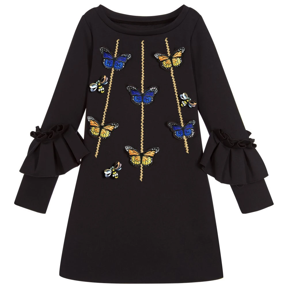 

Wedding Dress Robe Noel Fille Long Sleeve Princess Dress Girls Costumes with Handmade Butterfly Kids Dresses for Girls Clothes