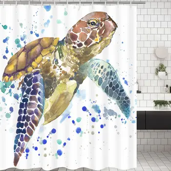 

Colorful Turtle Pattern Shower Curtain Bathroom Waterproof Curtain Decoration